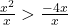 \frac{x^2}{x} > \frac{-4x}{x}