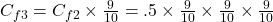 C_{f3} = C_{f2}\times\frac{9}{10} = .5\times\frac{9}{10} \times\frac{9}{10} \times\frac{9}{10}