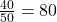 \frac{40}{50} = 80