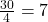 \frac{30}{4} = 7