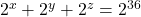 2^x + 2^y + 2^z = 2^{36}